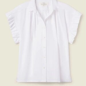 Birds of Paradis by Trovata Marianne Ruffle Sleeve Shirt - White - Size L